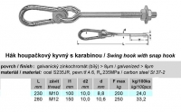 Houpačkový hák s karabinou, dřík s metrickým závitem