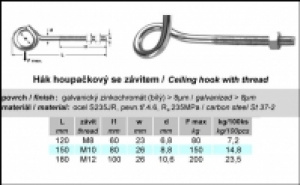 Houpačkový hák dřík s metrickým závitem Houpačkový hák dřík s metrickým závitem