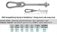 Houpačkový hák s karabinou, dřík s metrickým závitem Houpačkový hák s karabinou, dřík s metrickým závitem