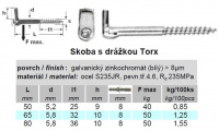 skoba se závitem skoba s torx drážkou