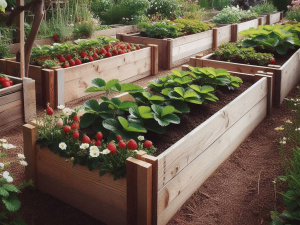 Vyvýšený záhon s jahodami Vyvýšený záhon s jahodami