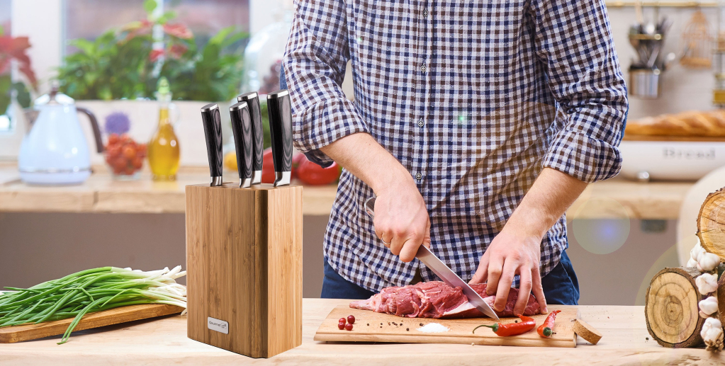 Sada pěti kuchyňských nožů G21 Gourmet Stone s bambusovým blokem