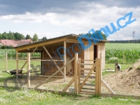 Kotvení na hrot, dřevěný domek pro kozy a ovce