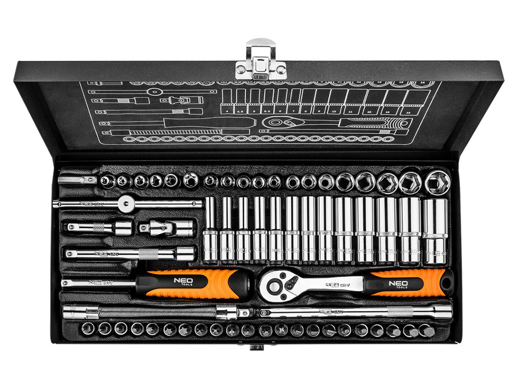 Gola sada 1/4", 63 dielov, NEO tools