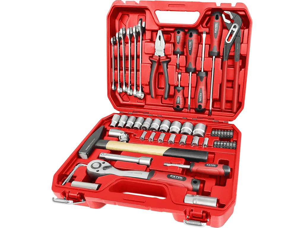 Gola sada s náradím, 1/4", 1/2", 55 dielov, EXTOL PREMIUM