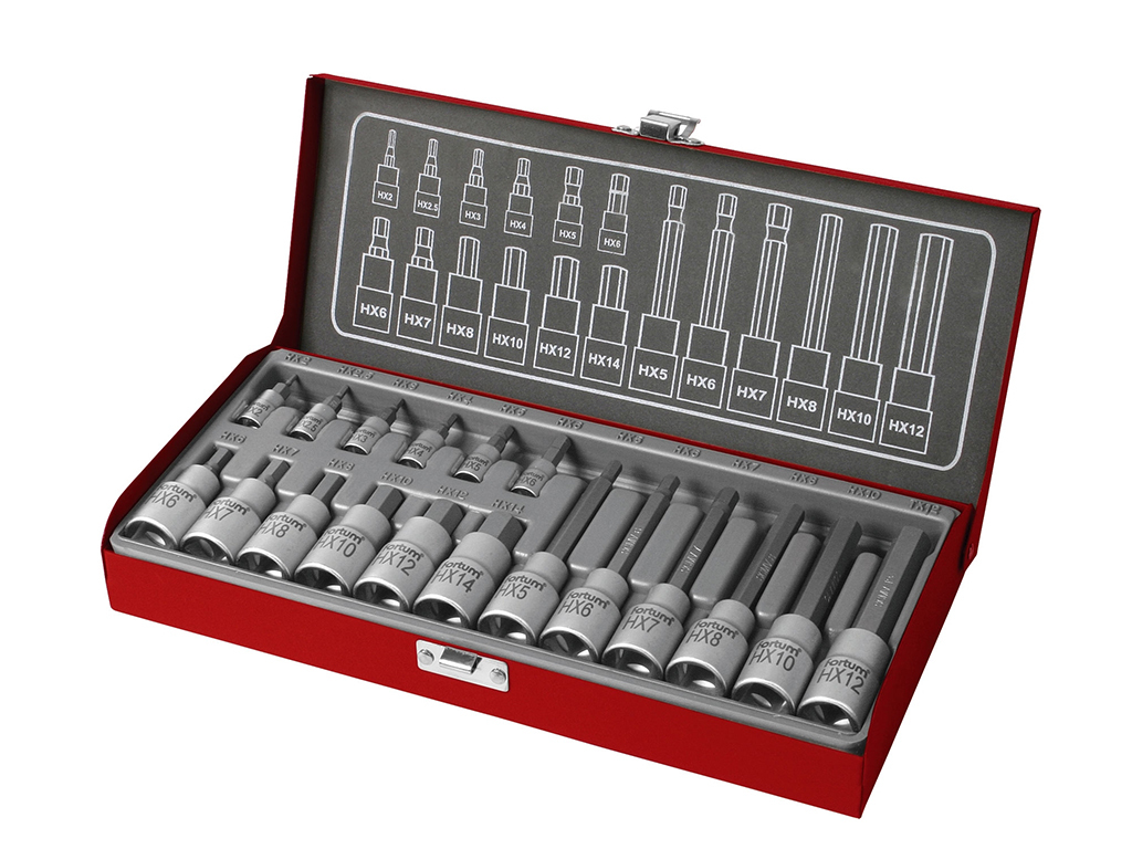 Súprava zástrčných hlavíc IMBUS, 1/4" a 1/2", 18 dielov, FORTUM