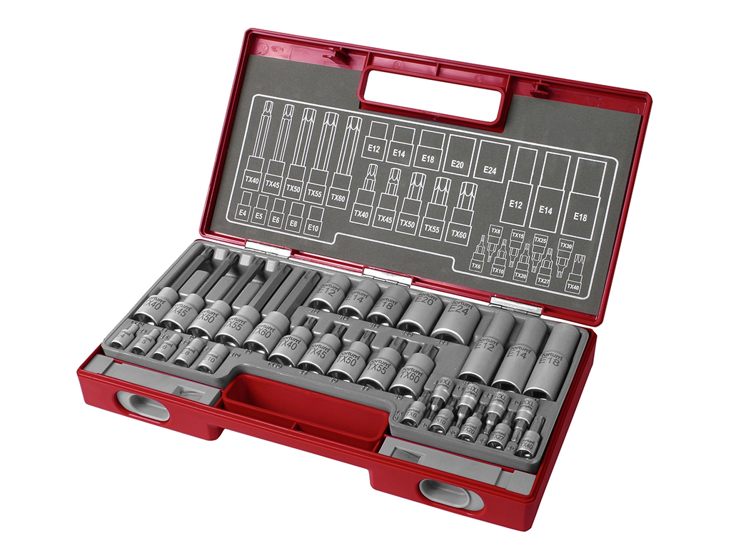 Súprava nástrčných a zástrčných hlavíc TORX, 1/4", 1/2", 32 dielov, FORTUM