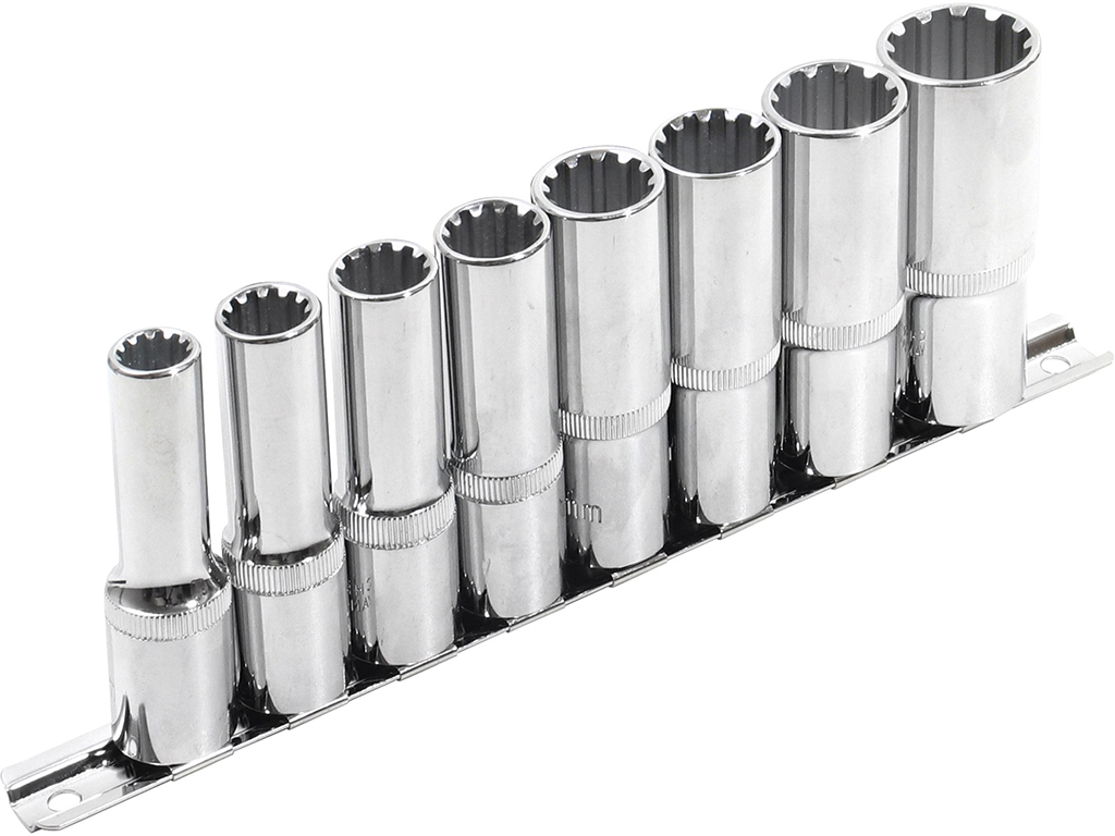 Súprava predĺžených nástrčných hlavíc 1/2" MULTI-LOCK, 8 dielov, EXTOL PREMIUM