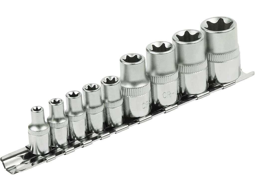 Súprava nástrčných vnútorných TORX hlavíc 1/4" a 1/2", 9 dielov, EXTOL PREMIUM