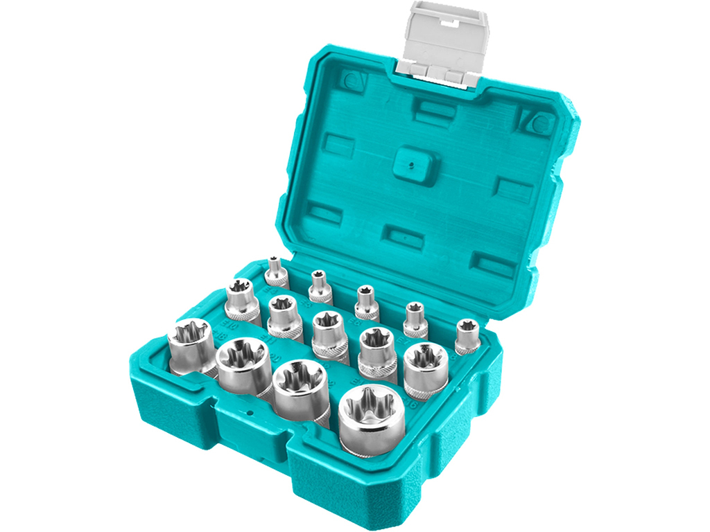 Súprava nástrčných hlavíc 1/4" a 3/8", vnútorná TORX, 12 dielov, TOTAL