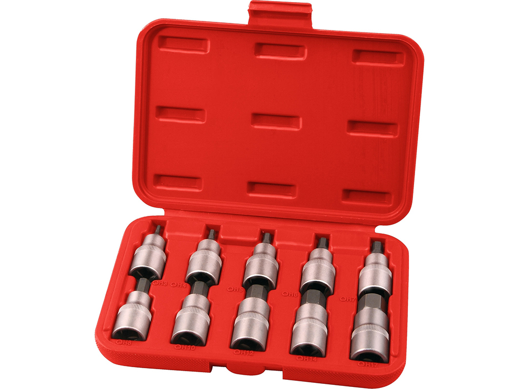 Súprava zástrčných hlavíc 1/2" IMBUS, 10 dielov, EXTOL PREMIUM