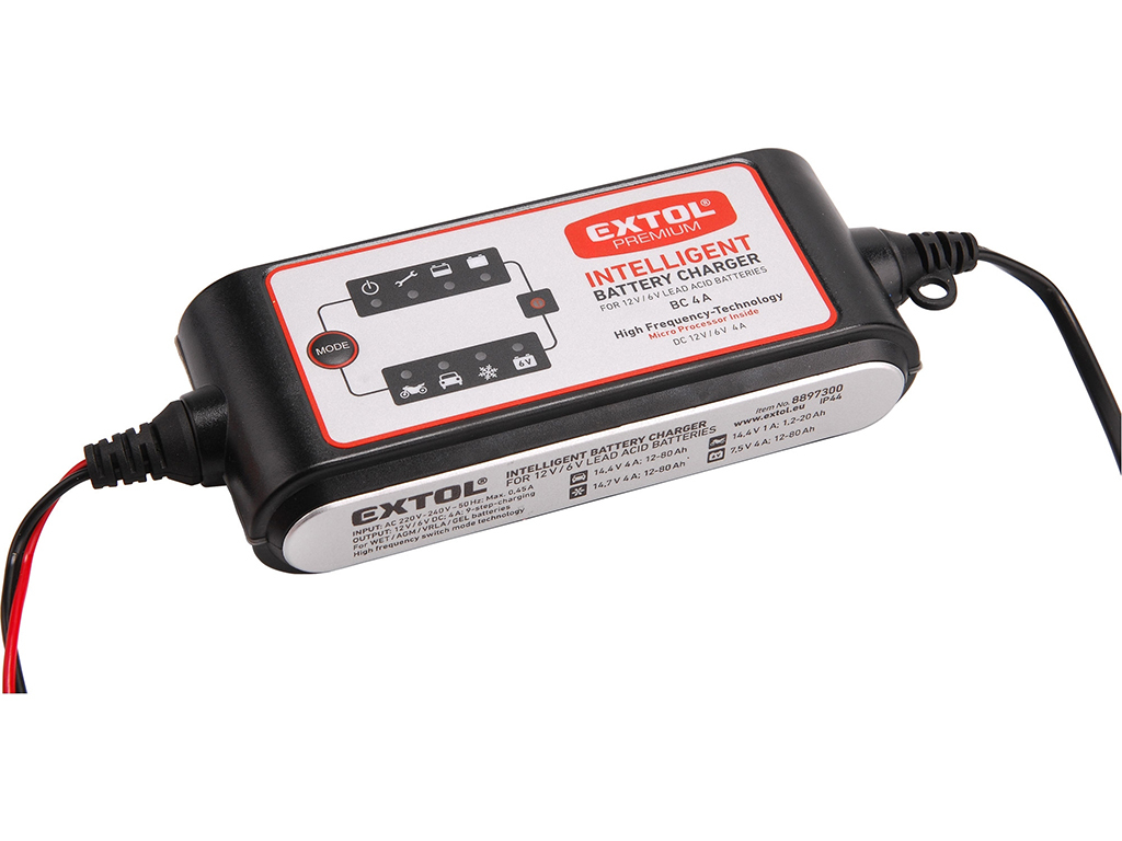 Autonabíjačka 9stupňová, riadená mikroprocesorom, 6/12 V, 4 A, EXTOL PREMIUM