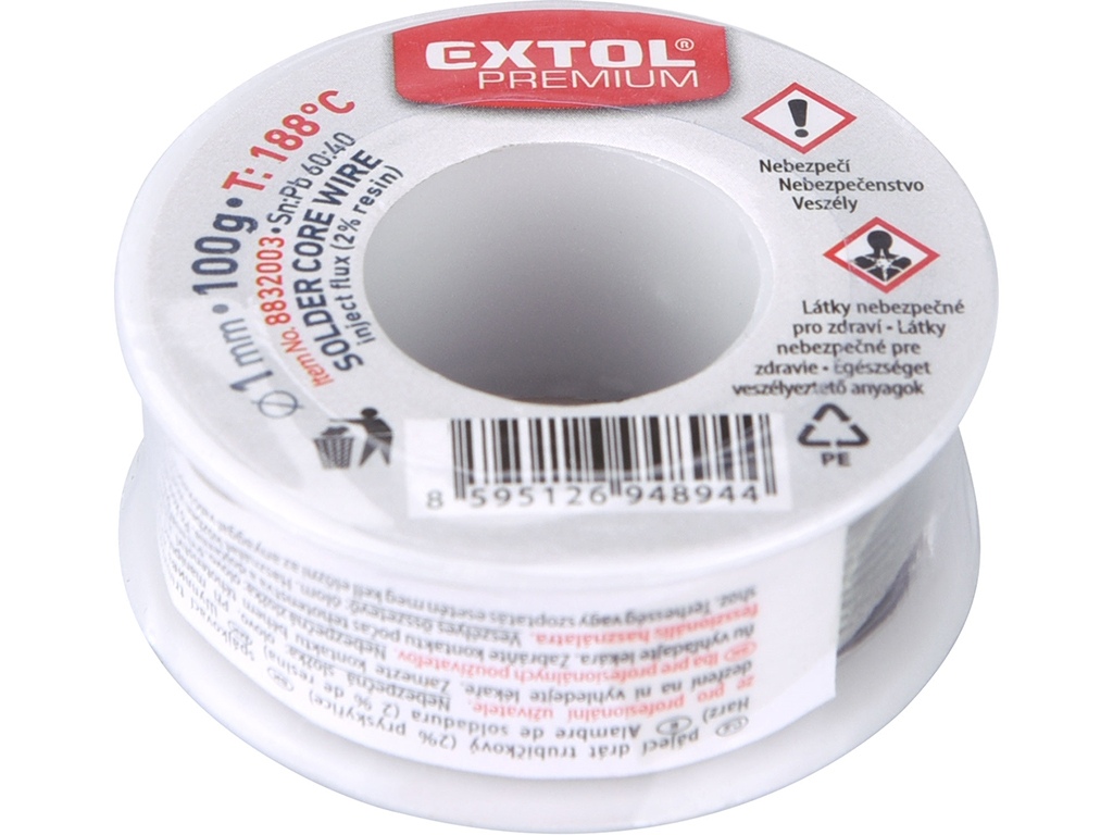 Drôt spájkovací trubičkový, Sn60/Pb40, EXTOL PREMIUM