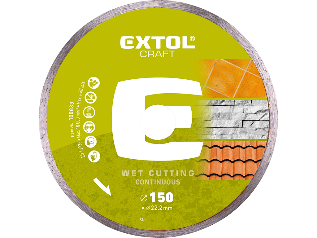 Kotúč rezný diamantový, celoobvodový, EXTOL CRAFT
