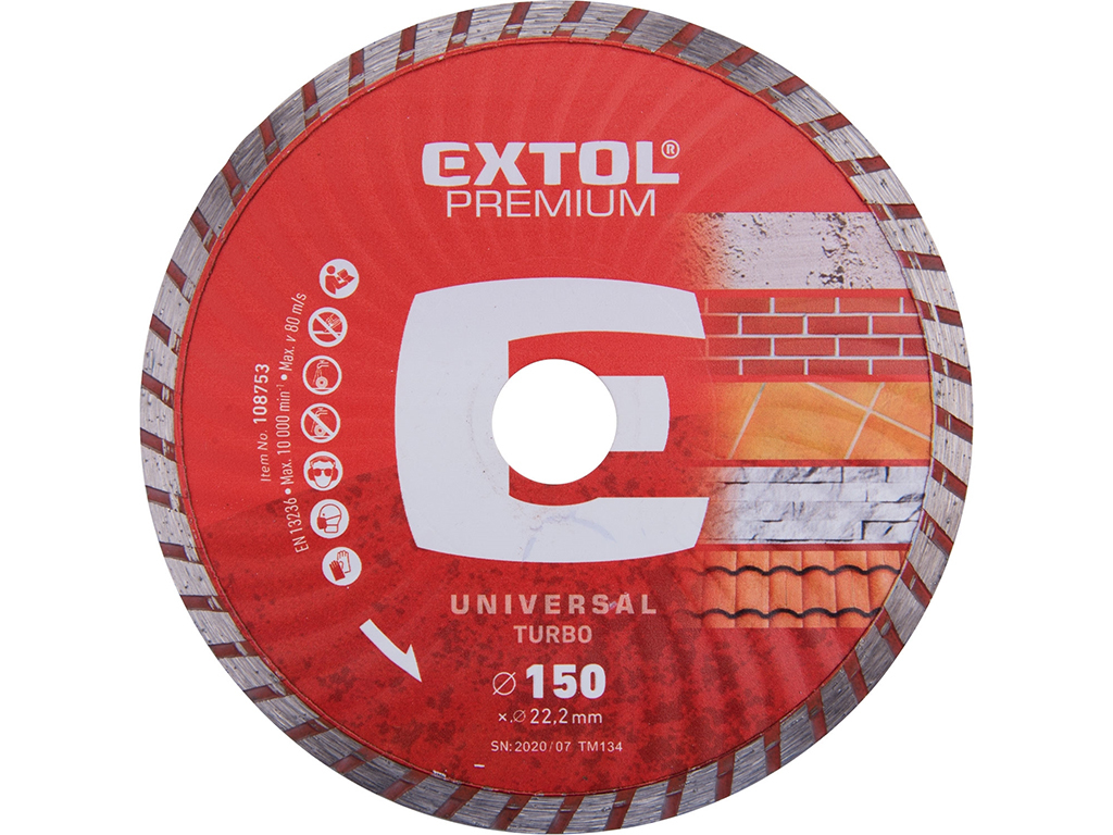 Kotúč rezný diamantový, TURBO, EXTOL PREMIUM