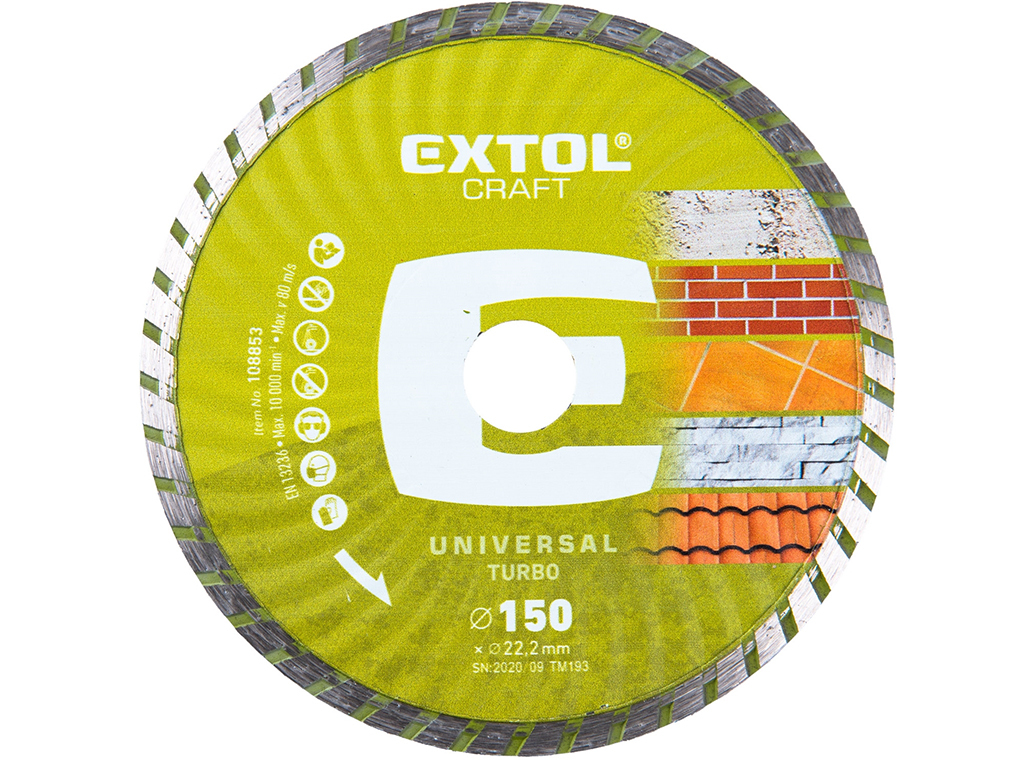 Kotúč rezný diamantový, TURBO, EXTOL CRAFT