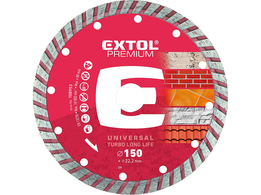 Kotúč rezný diamantový, TURBO Long Life, EXTOL PREMIUM