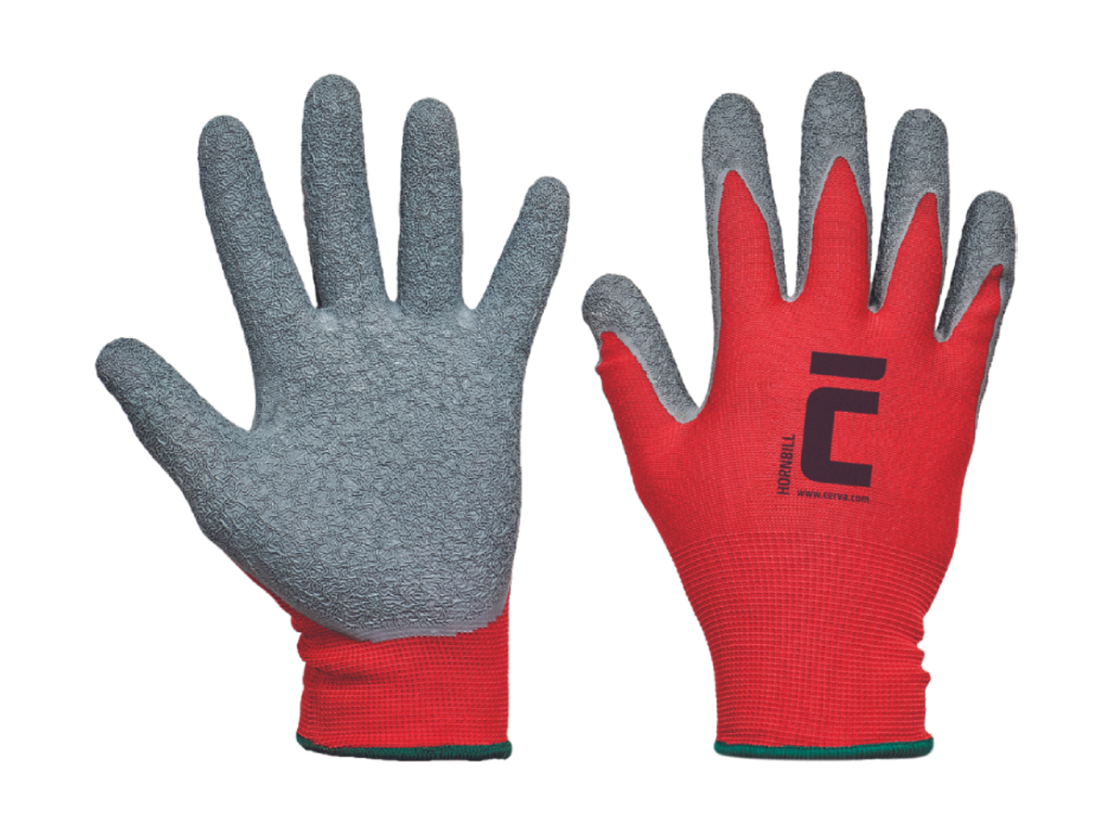 Rukavice nylonové máčané v latexe HORNBILL, CERVA