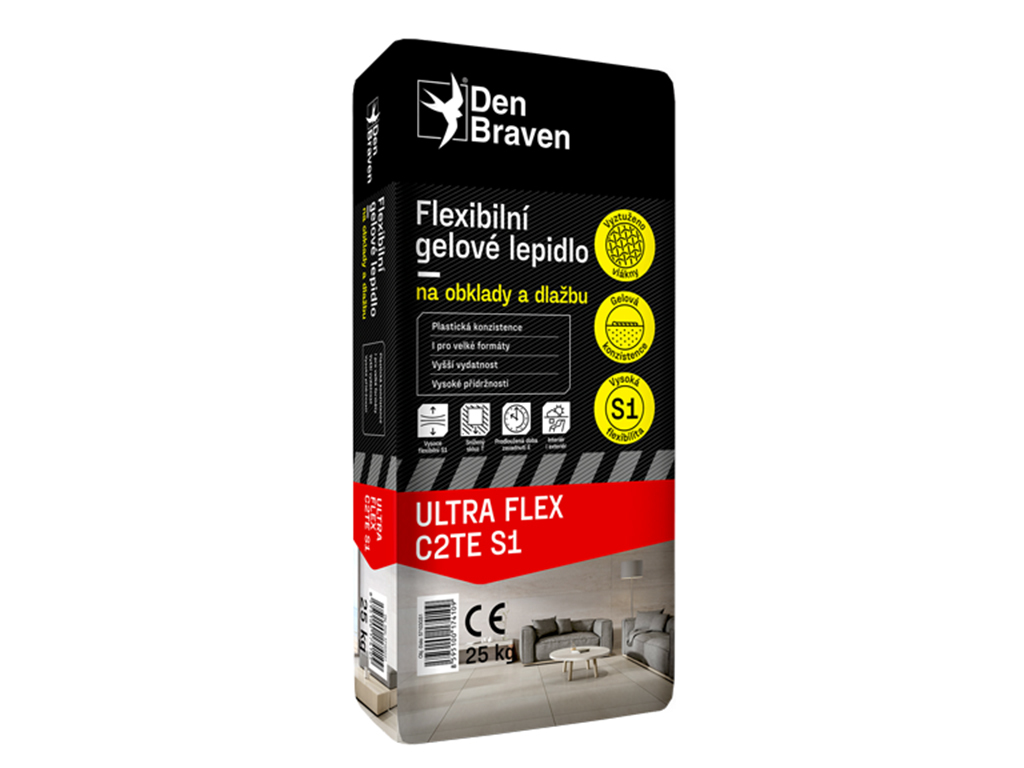 Lepidlo flexibilné gélové na obklady a dlažbu, ULTRA FLEX C2TE S1, Den Braven