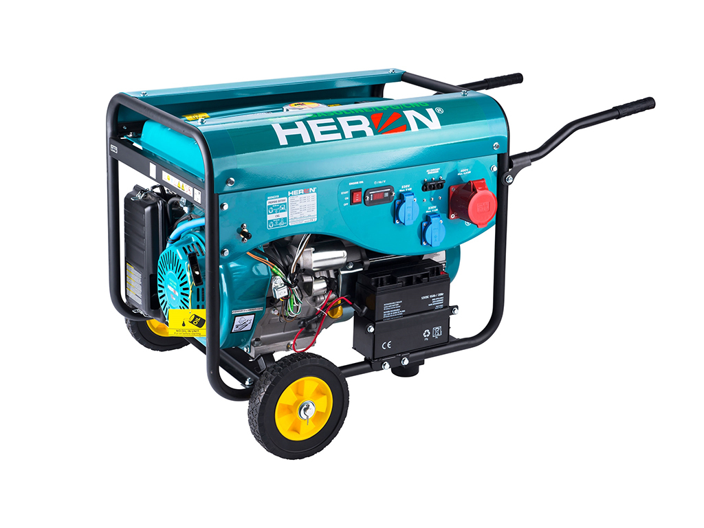 Elektrocentrála benzínová a plynová 13 HP / 5,5 kW (400 V) 2×2 kW (230 V), el. start, HERON