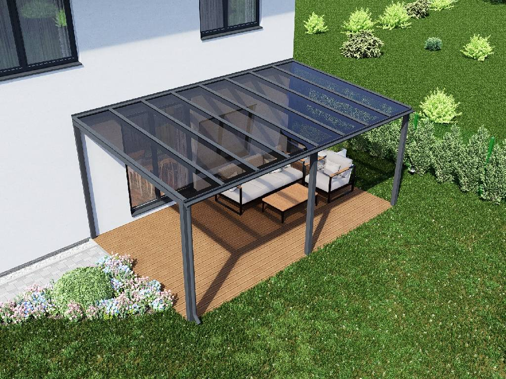 Pergola hliníková, kouřový plný polykarbonát 6 mm, CRSklo