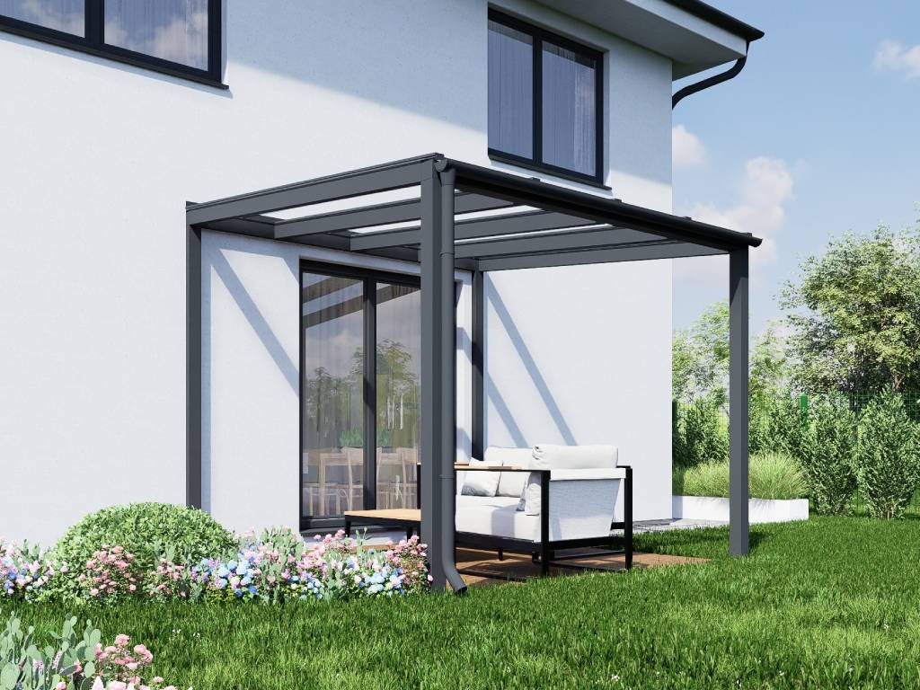 Pergola hliníková, čiré bezpečnostní sklo 8 mm, CRSklo