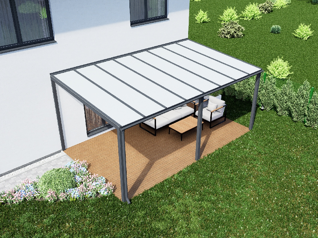 Pergola hliníková, mléčný dutinkový polykarbonát 16 mm, CRSklo