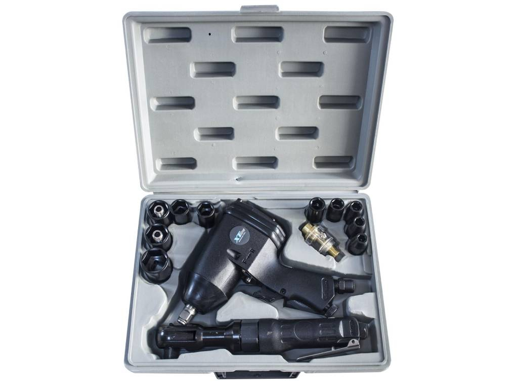 Pneumatický rázový utahovák + ráčna, 1/2", 310 Nm, 17 dílů, XTLINE