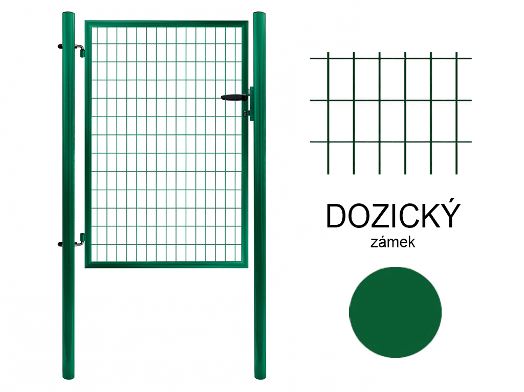 Bránka jednokrídlová, zelená, zváraná výplň, dozický zámok, SOLID