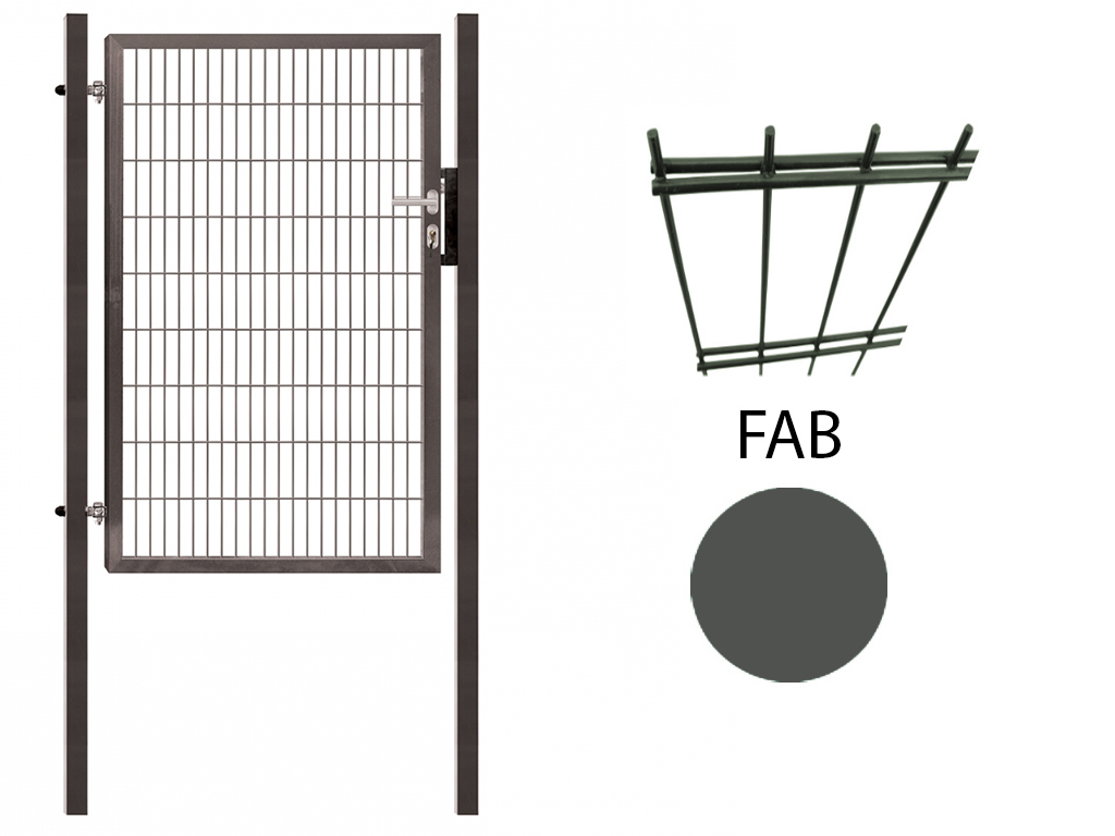 Bránka jednokrídlová, antracit, 2D výplň, FAB, PILOFOR SUPER