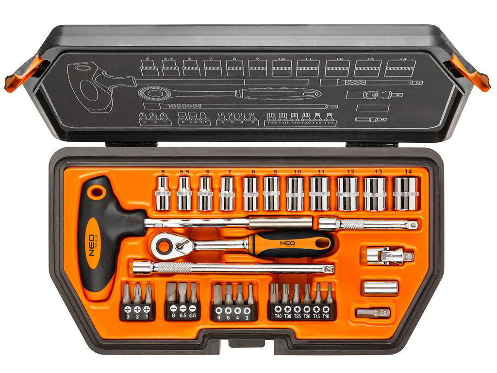 Gola sada 1/4", 34 dielov, NEO tools