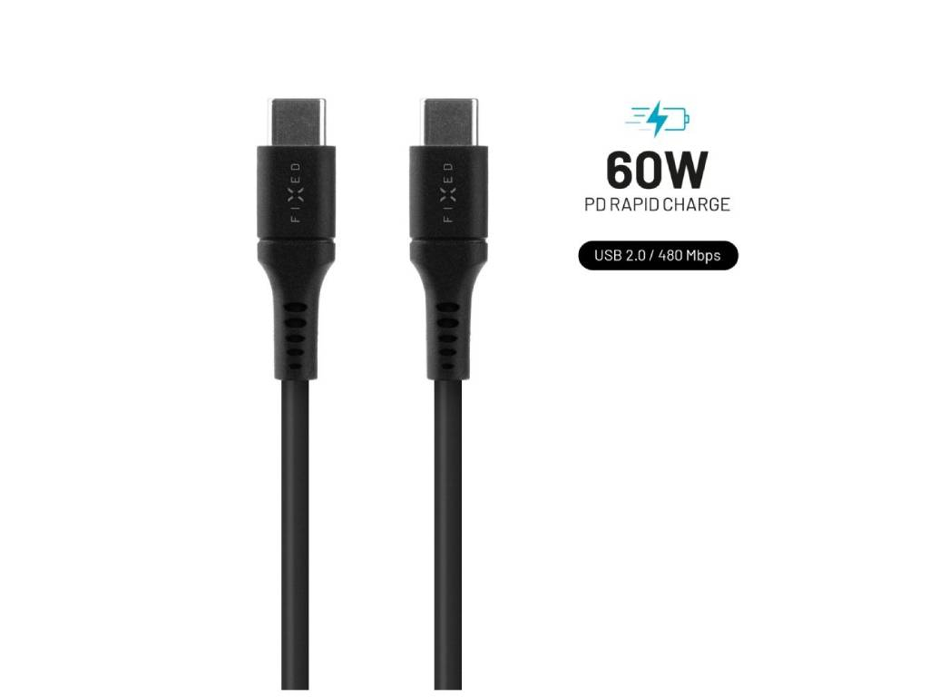 Nabíjecí a datový Liquid silicone kabel FIXED s konektory USB-C/USB-C, 60W