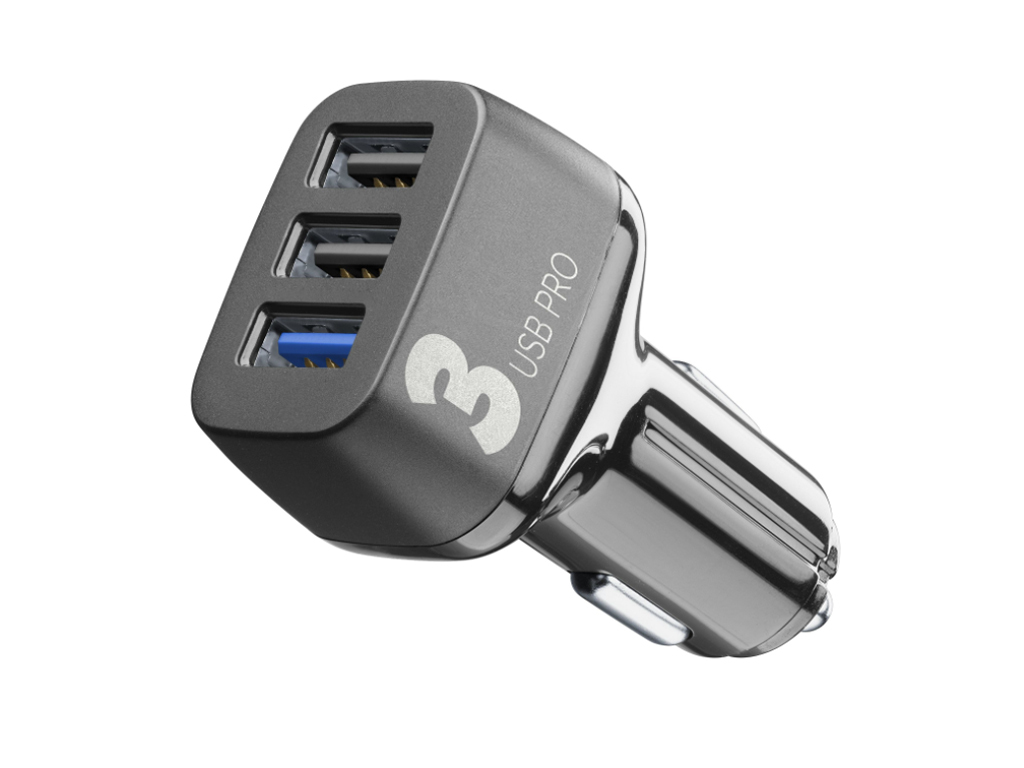 Autonabíjačka Cellularline Car Multipower 3 PRO s technológiou Smartphone Detect, 3 x USB port, 42W