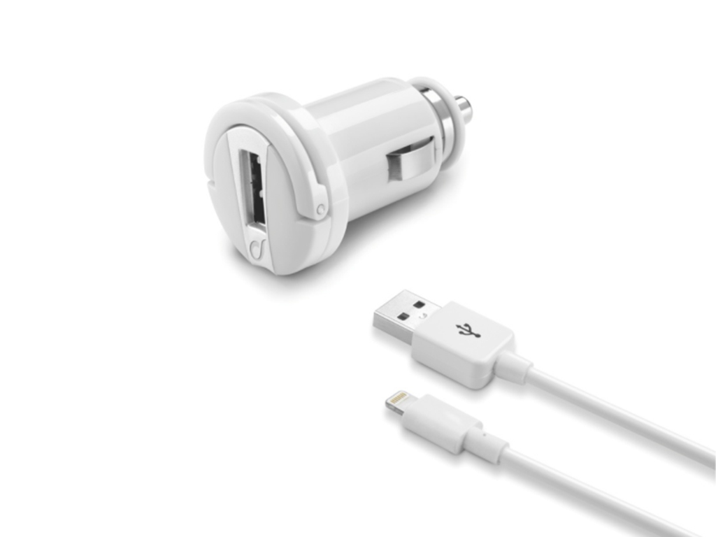 Autonabíjačka CELLULARLINE Ultra v sete s dátovým káblom s konektorom Lightning, 1xUSB