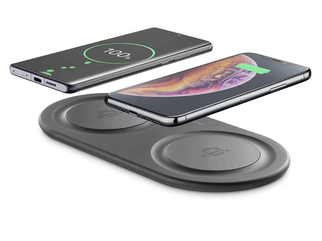 Bezdrôtová nabíjacia stanica Cellularline Wireless Fast Charger Dual s 2 x 10W, Qi kompatibilná