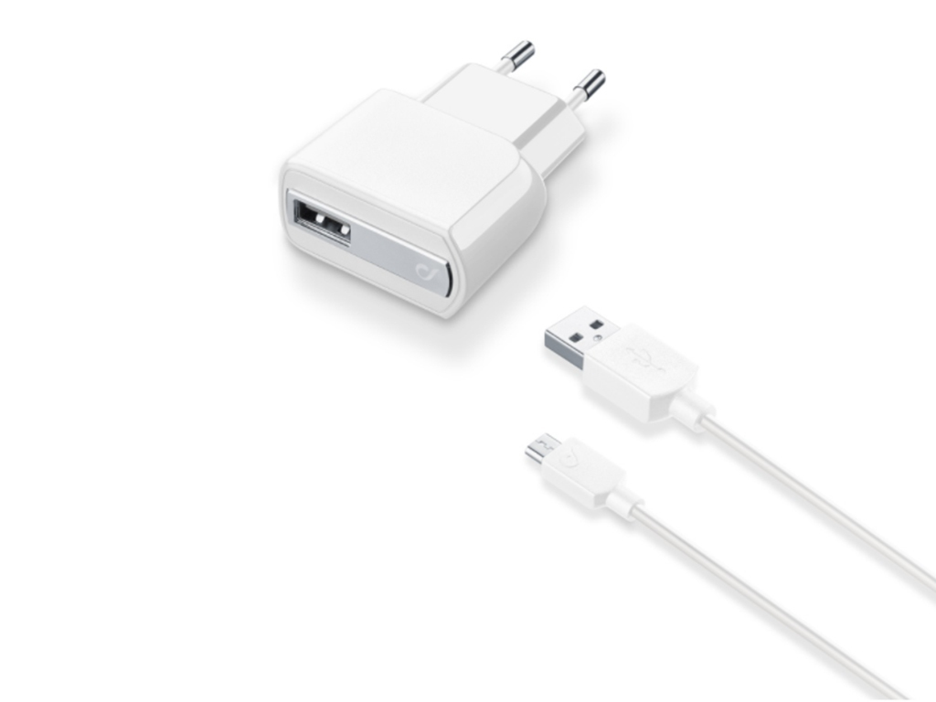 Cestovná nabíjačka CellularLine s dátovým káblom a konektorom microUSB
