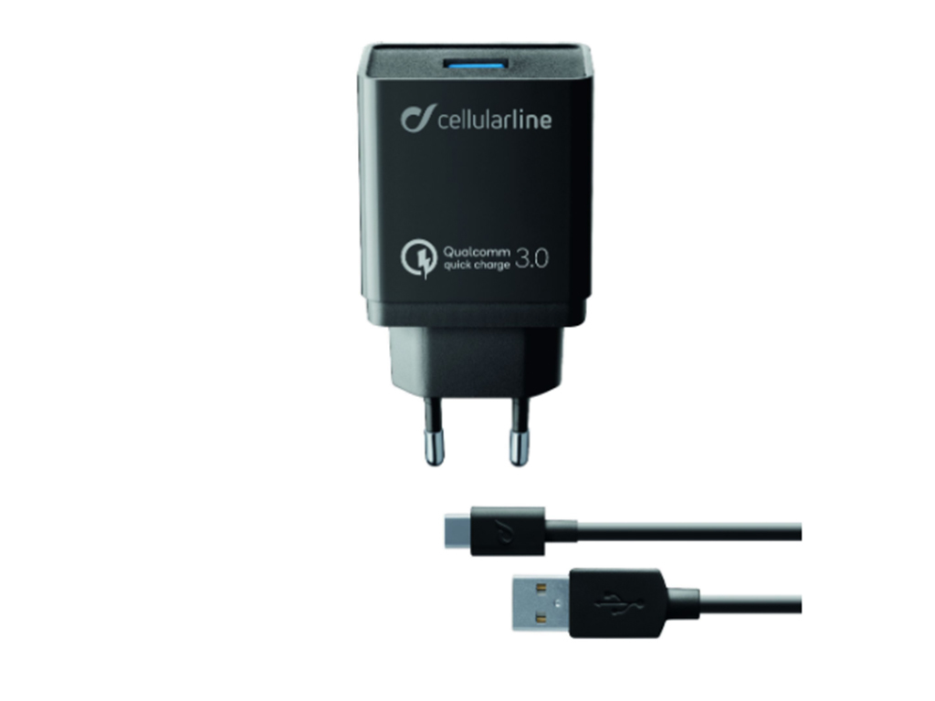 Nabíjací set USB a USB-C kábla Cellularline, Qualcomm Quick Charge 3.0, 18W