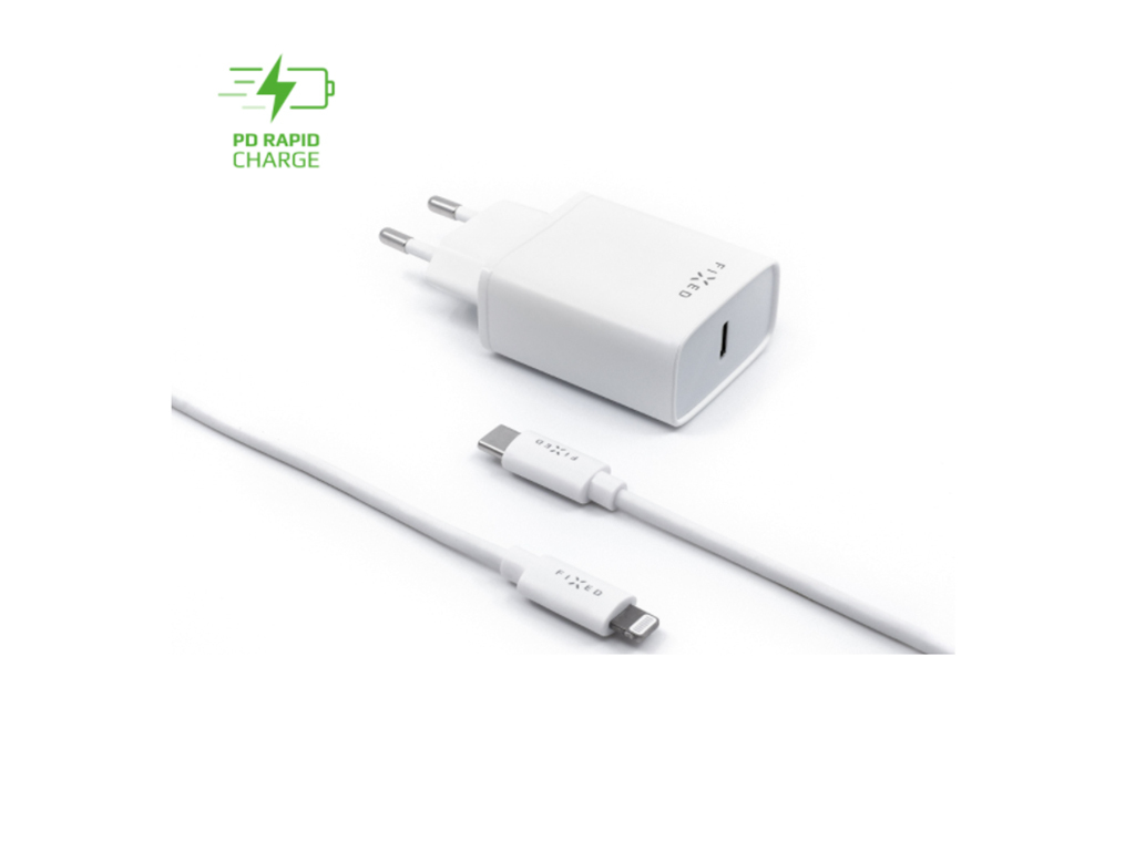 Set sieťovej nabíjačky FIXED s USB-C výstupom a USB-C/Lightning kábla