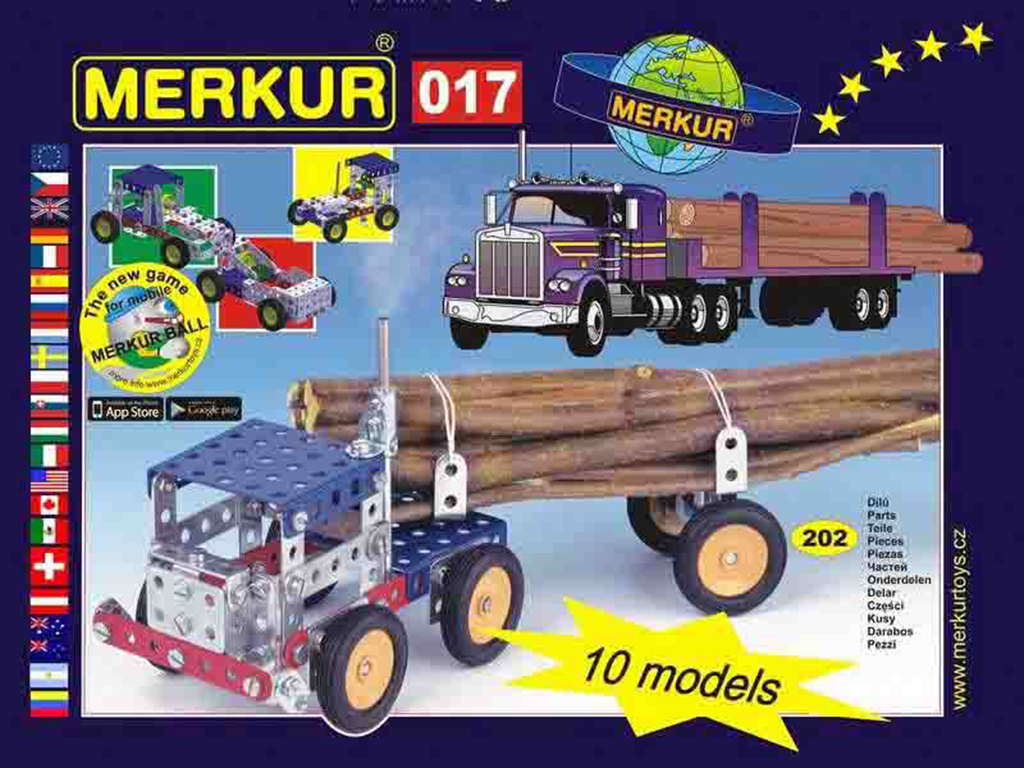 Merkúr stavebnice - 017 Kamión, 202 dielov, 10 modelov