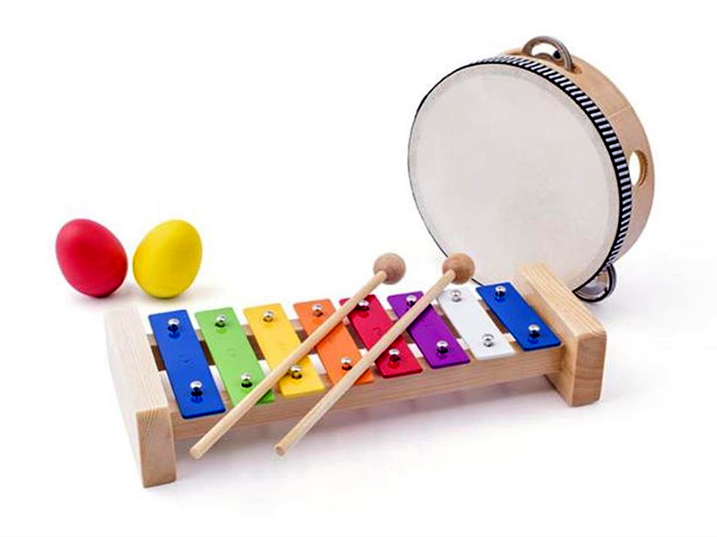 Muzikálny set (xylofón, tamburína/bubienok, triangel, 2 maracas vajíčka)