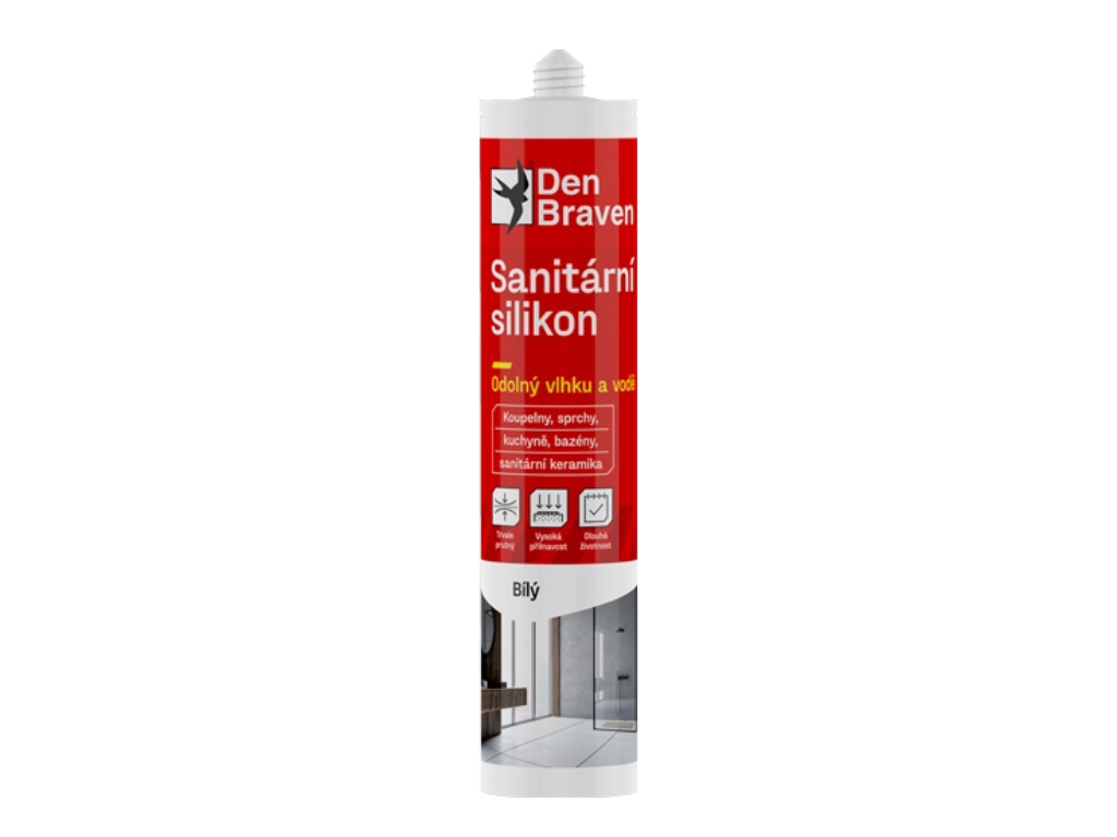 Silikón sanitárne, rôzne farby, Den Braven
