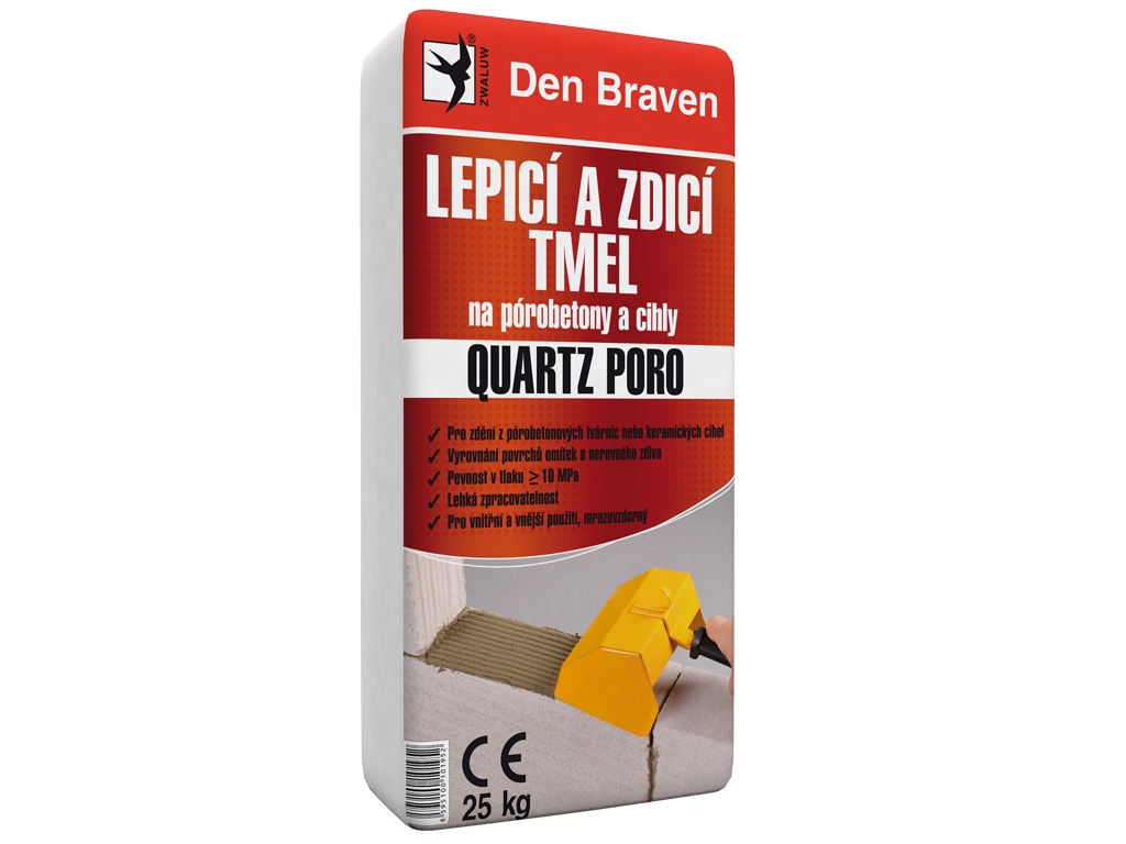Tmel lepiaci a murovací na pórobetóny a tehly QUARTZ PORO, Den Braven