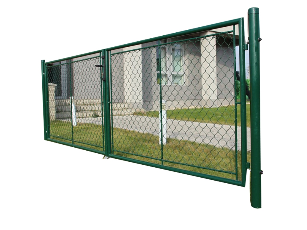 Brána dvojkrídlová, zelená, výplň pletivo PVC, FAB, vrátane dvoch stĺpikov, LIGHT