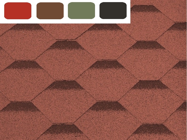 Šindeľ strešný bitúmenový, samolepiaci, GUTTATEC HEXAGONAL, 3 m2 v balení