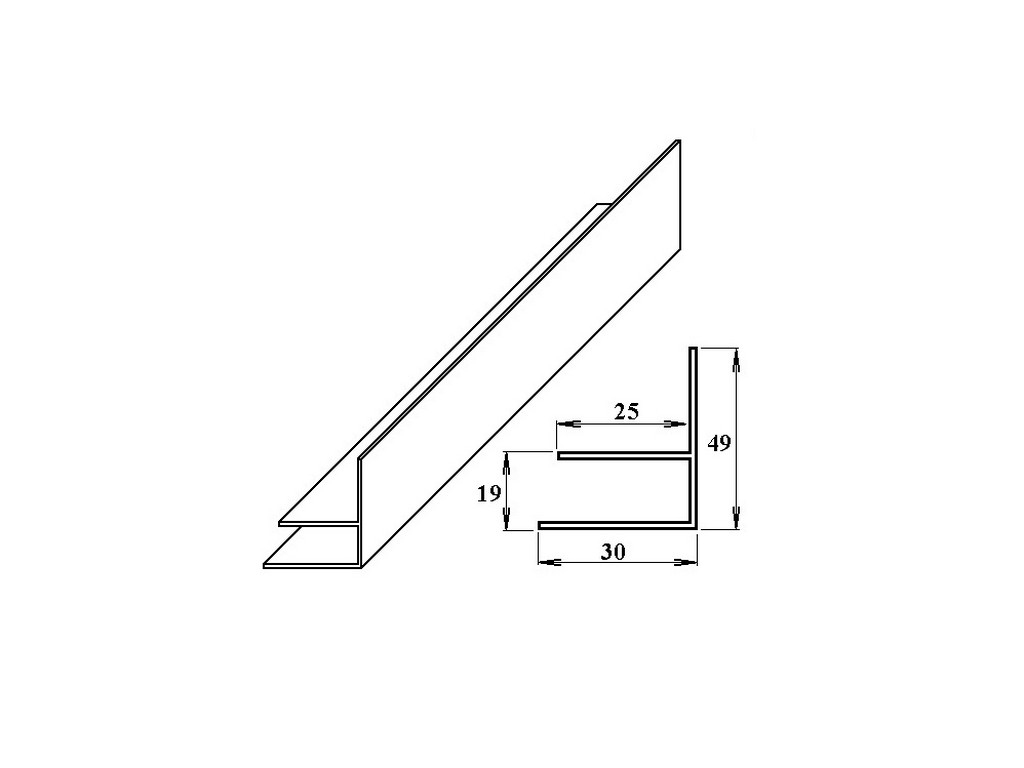 Profil F okrajový PVC, LanitPlast