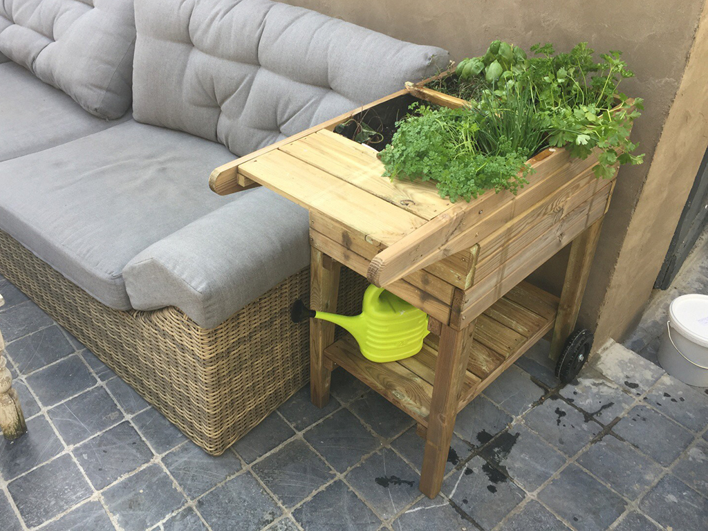 Záhon vyvýšený drevený, na kolieskach, LanitPlast STILT