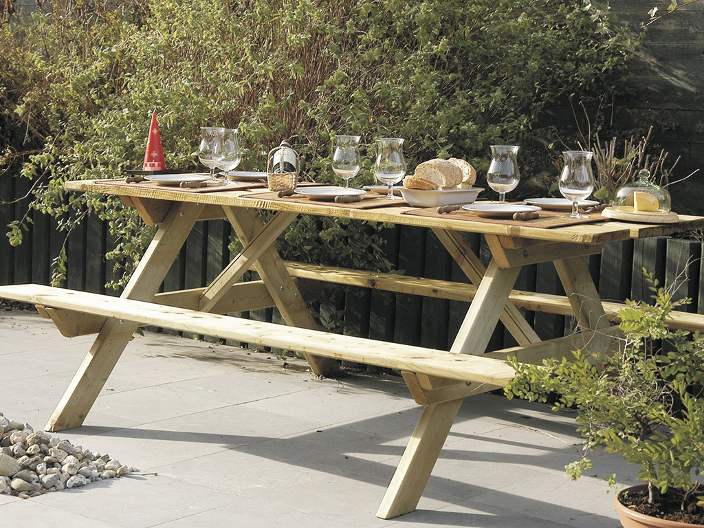 Stôl záhradný s lavicami obdĺžnikový, LANITPLAST GARDEN