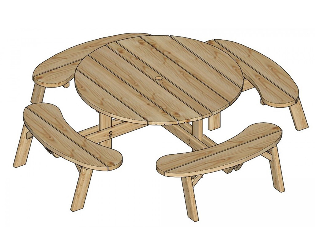 Stôl záhradný s lavicami okrúhly, LANITPLAST GARDEN