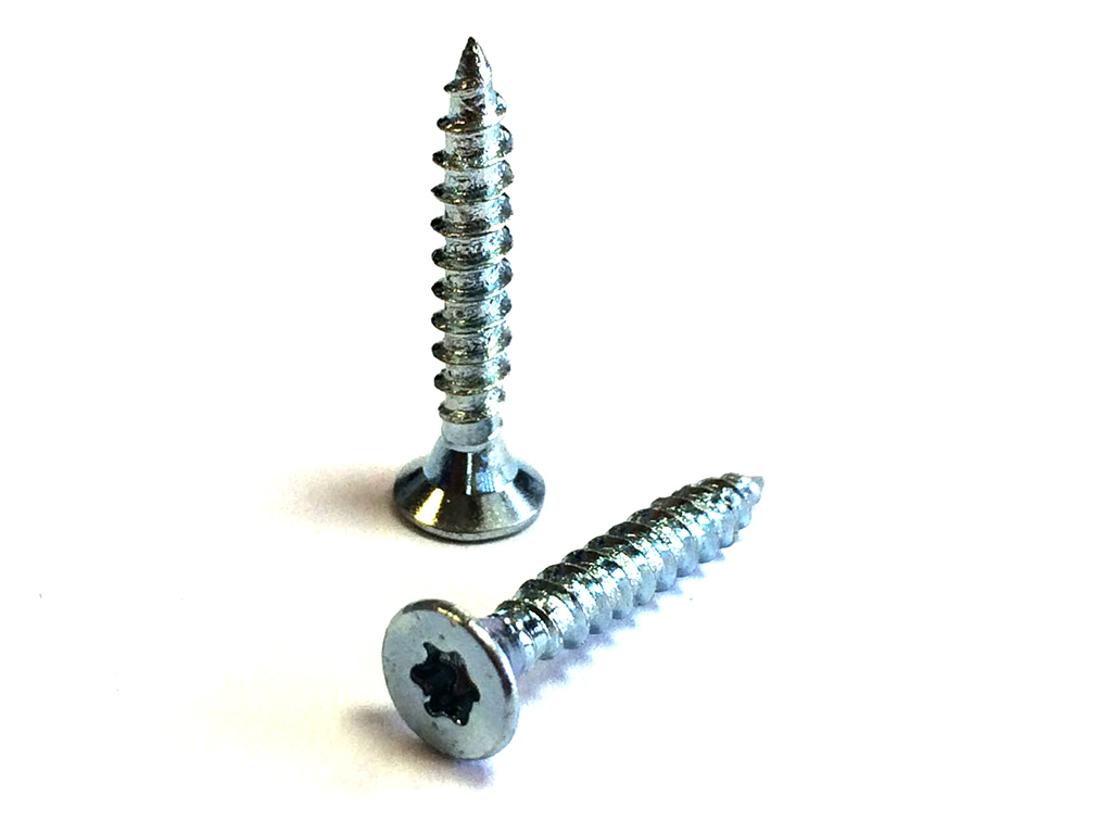 Skrutka so zápustnou hlavou, TORX, plný závit, zinok biely