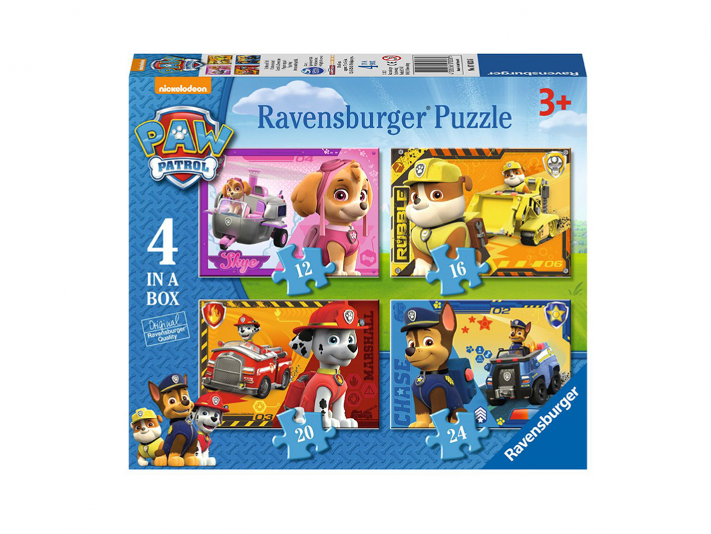 Puzzle Labková Patrola 4v1, 12/16/20/24 dielikov